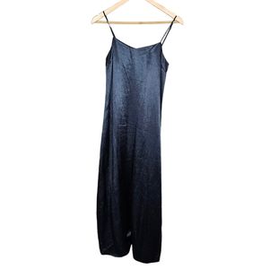 Jenni Kayne Satin Slip Dress Blue Maxi Long Size Small